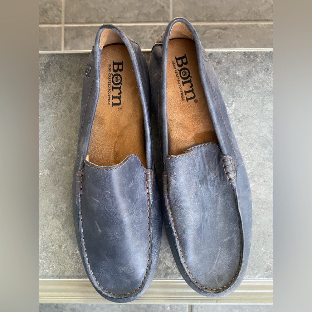 Born Marcel Leather Driving Moc Driving Loafer Size 8 M Navy Blue Casual Comfort